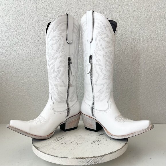 Lane MEGAN MORONEY Smokeshow Womens Cowboy Boots 7.5 White Western Cowgirl Tall - Picture 9 of 12